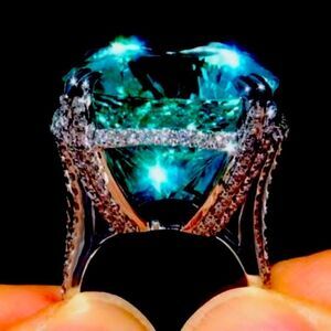 ⭐️NEW⭐️ 925 Sterling Silver Huge GREEN Flawless Paraiba Tourmaline RING